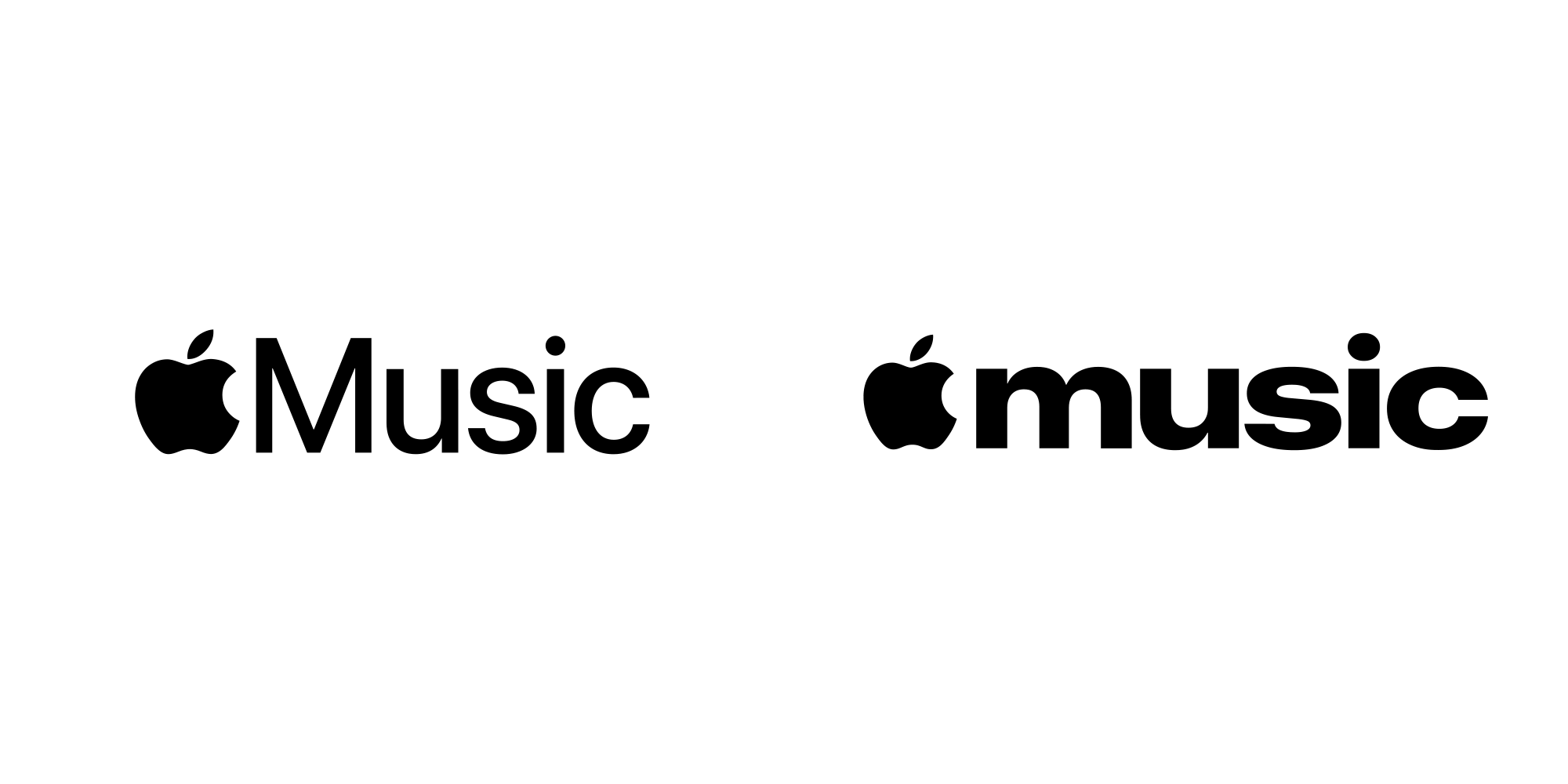 Apple Music 新旧字标的对比